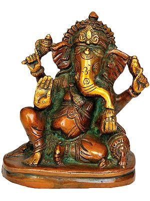 5" Blessing Ganesha In Brass | Handmade | Made In India