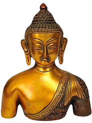 7" Buddha Bust In Brass | Handmade | Made In India