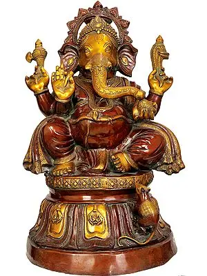 33" Large Size Bhagawan Ganesha In Brass | Handmade | Made In India
