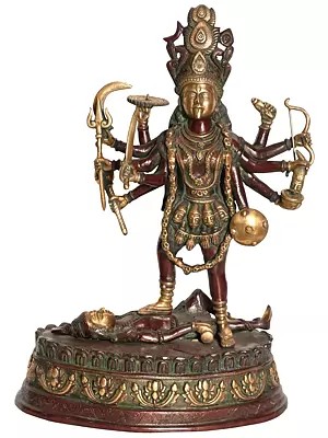 19" Mother Goddess Kali In Brass | Handmade | Made In India