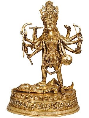 19" Mother Goddess Kali In Brass | Handmade | Made In India