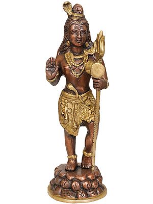 12" Standing Shiva In Brass | Handmade | Made In India