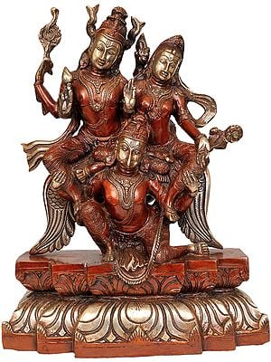 12" Vishnu Lakshmi On Garuda In Brass | Handmade | Made In India