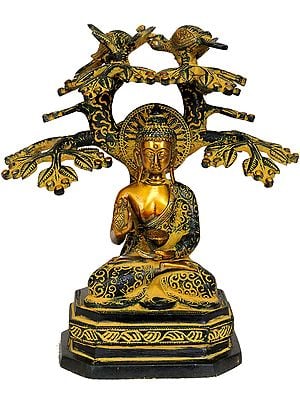9" Buddha Under The Bodhi Tree In Brass | Handmade | Made In India
