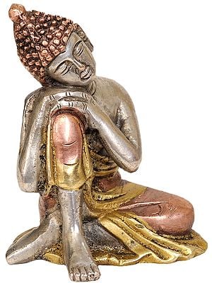 4" Thinking Buddha In Brass | Handmade | Made In India