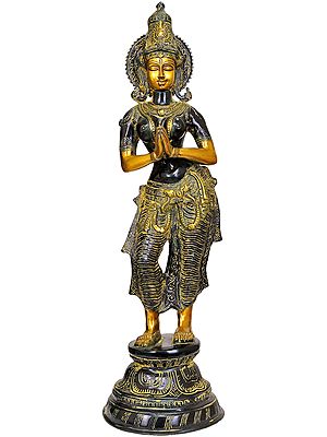 28" Namaste (Welcome) Lady In Brass | Handmade | Made In India