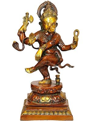 25" Dancing Ganesha In Brass | Handmade | Made In India