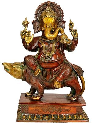18" Ekakshara Ganapati In Brass | Handmade | Made In India