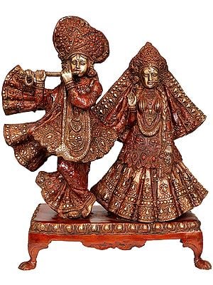 17" Radha Krishna In Brass | Handmade | Made In India