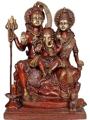 17" Shiva Family In Brass | Handmade | Made In India