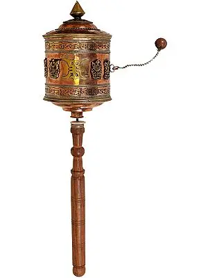 Tibetan Buddhist Big Hand Held Prayer Wheel
