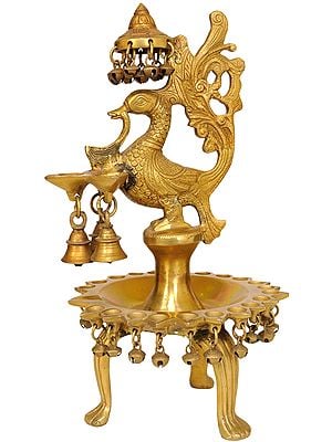 13" Mayura Lamp In Brass | Handmade | Made In India