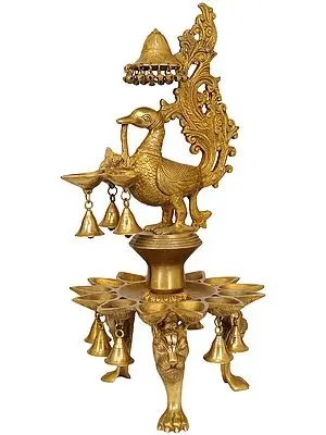 Mayur Lamp with Hanging Bells and Ghungroos