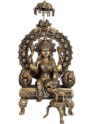 35" Large Size Enthroned Lakshmi In Brass | Handmade | Made In India