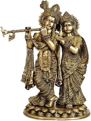 28" Large Size Radha Krishna In Brass | Handmade | Made In India