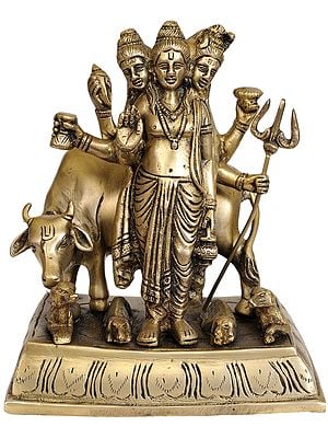8" Bhagawan Dattatreya In Brass | Handmade | Made In India