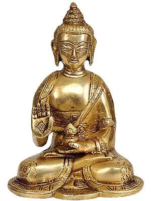 5" Blessing Buddha In Brass | Handmade | Made In India