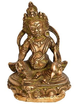 4" Kubera Sculpture in Brass | Handmade | Made in India