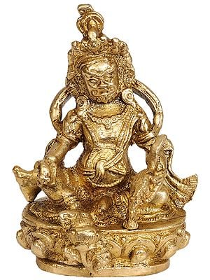 4" Kubera - The God Who Gives Money In Brass | Handmade | Made In India