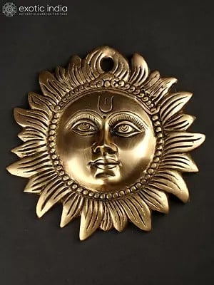 9" Wall-Hanging: Auspicious Motif of Sun In Brass | Handmade | Made In India