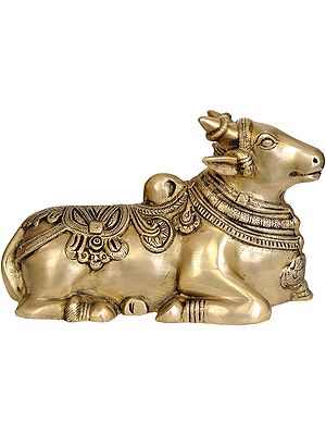 11" Nandi - Vahana of Shiva In Brass | Handmade | Made In India