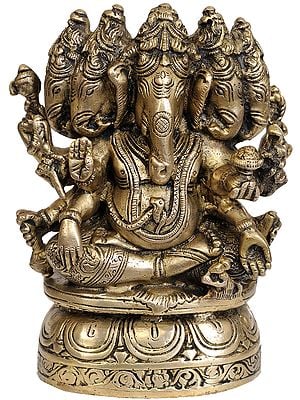 8" Pancha-Mukha Ganesha In Brass | Handmade | Made In India