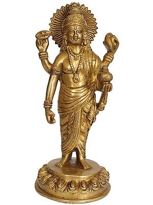 8" Dhanvantari Brass Sculpture | Handmade Brass Statue | Made in India