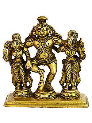 Dancing Krishna with Rukmani and Satyabhama