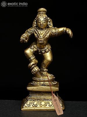 3" Small Dancing Baby Krishna Idol in Brass | Handmade | Made in India