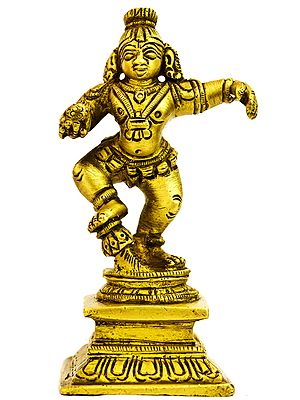 3" Dancing Baby Krishna Idol in Brass | Handmade | Made in India