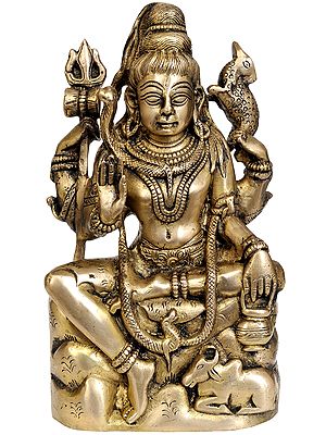 8" Lord Shiva Seated on Mountain In Brass | Handmade | Made In India