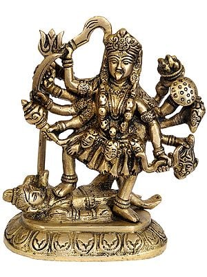 6" Small Mother Goddess Kali Brass Sculpture | Handmade | Made in India