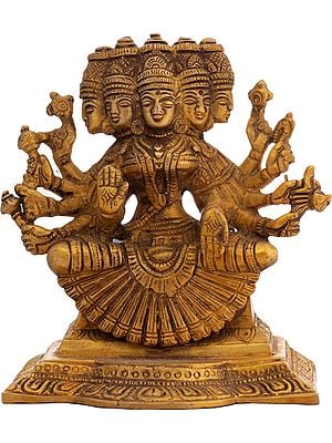 5" Goddess Gayatri Of The Divinely Unusual Form In Brass | Handmade | Made In India