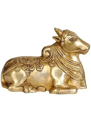 7" Brass Nandi Statue- Vahana of Shiva in Brass | Handmade | Made in India