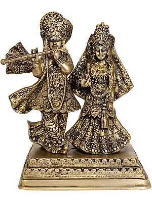 10" Radha Krishna In Brass | Handmade | Made In India