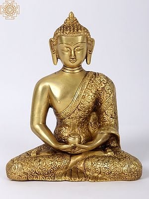 8" Meditating Buddha In Brass | Handmade | Made In India