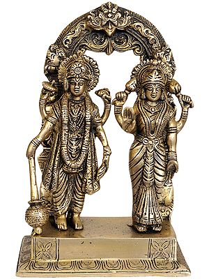 9" Vishnu and Lakshmi In Brass | Handmade | Made In India