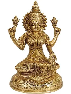 7" Goddess Lakshmi In Brass | Handmade | Made In India