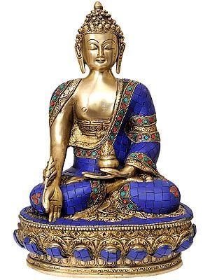 12" Tibetan Buddhist Deity Medicine Buddha In Brass | Handmade | Made In India