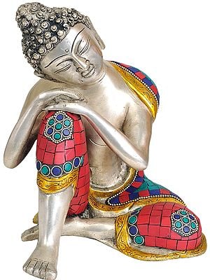 7" Thinking Buddha Sculpture In Brass | Handmade | Made in India