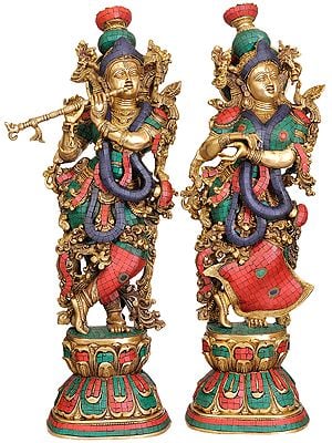 28" Radha Krishna In Brass | Handmade | Made In India