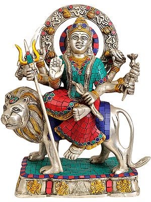 12" Goddess Durga In Brass | Handmade | Made In India