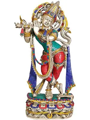 22" Fluting Krishna In Brass | Handmade | Made In India
