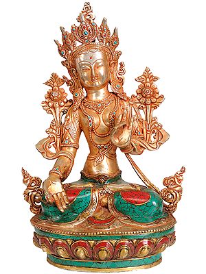 Green Tara Copper Statue (Tibetan Buddhist Deity)