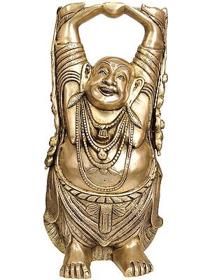 17" Laughing Buddha In Brass | Handmade | Made In India