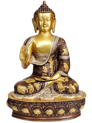 12" Lord Buddha in Vitarka Mudra In Brass | Handmade | Made In India