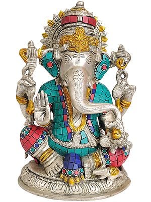 9" Lord Ganesha Idol Granting Abhaya | Handmade Brass Statue | Made in India