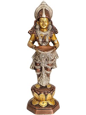 13" Deep Lakshmi in Brass | Handmade | Made in India