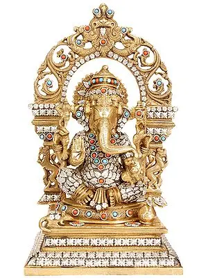 15" Bhagawan Ganesha Granting Abhaya In Brass | Handmade | Made In India