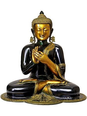 18" Lord Buddha in Dharmachakra Mudra In Brass | Handmade | Made In India